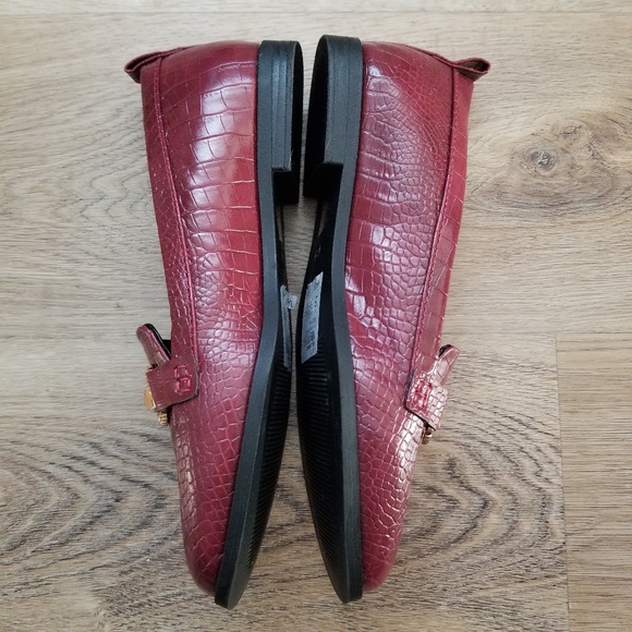 TOPSHOP | red burgundy lacey trim loafers size 7.5 - Picture 3 of 7